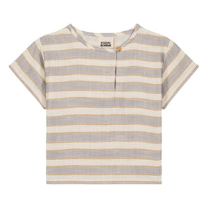 Studio Bohème - Orso Striped Organic Cotton Gauze T-Shirt | Light Blue