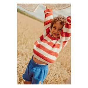 THE LiTTLE POETS - Gastão Striped Organic Cotton Sweater | Red