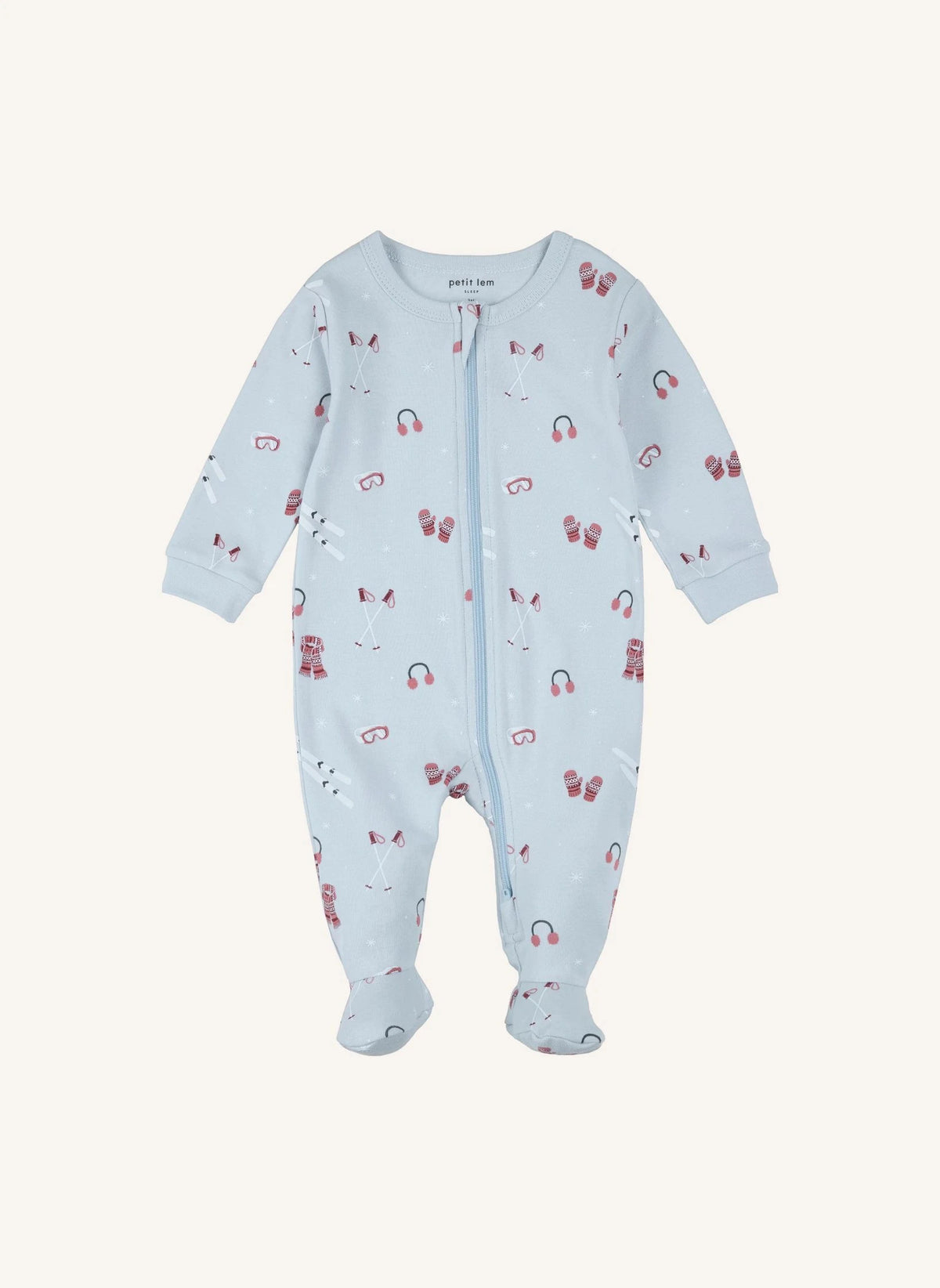Petit Lem - Organic Cotton Après-Ski Footed Pajamas | Light Blue