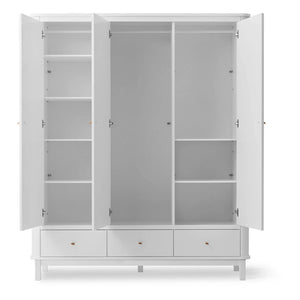 Oliver Furniture - 3-Door Birch Wardrobe 204 x 168 cm | White