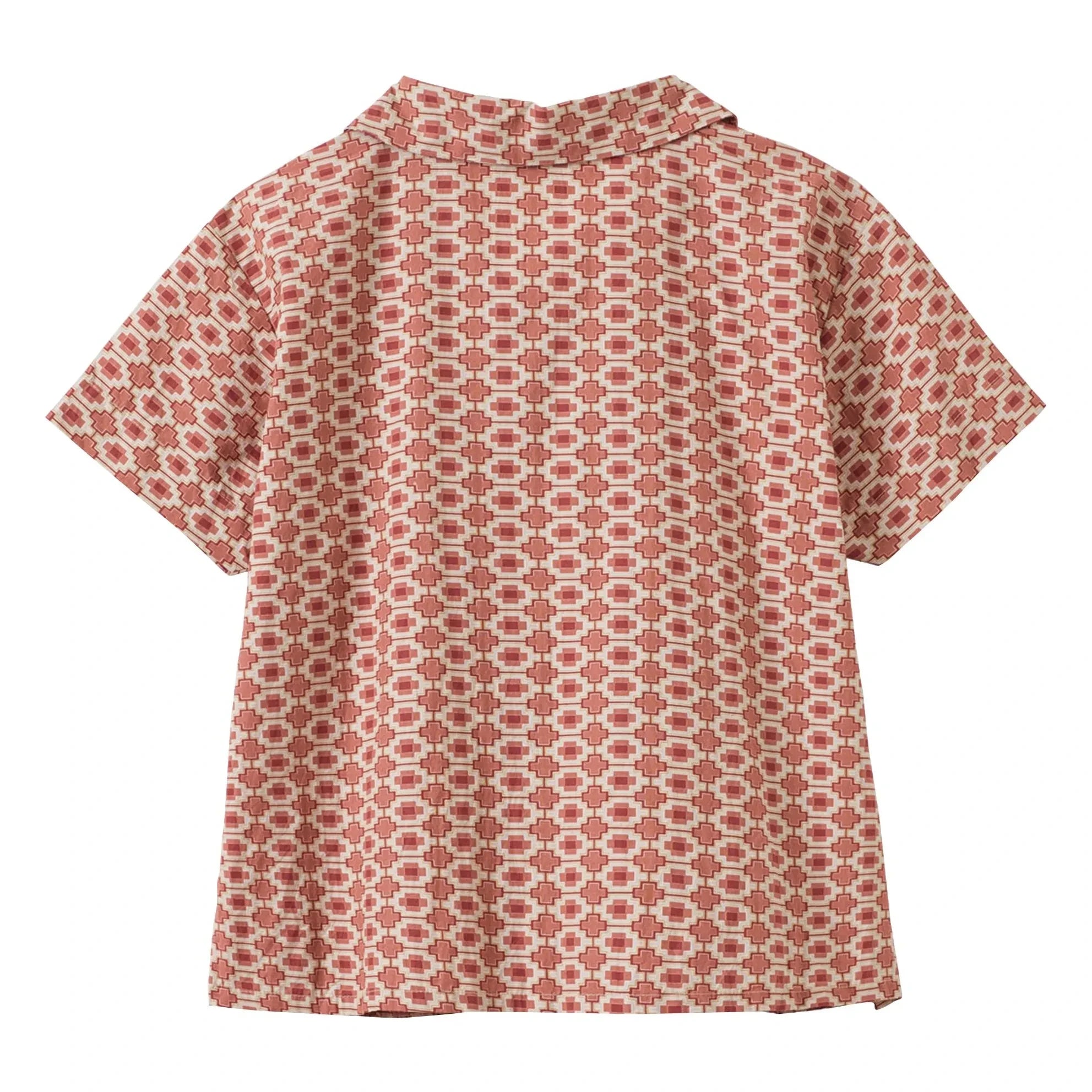 Caramel - Geometric Bamboo Shirt | Brick Red