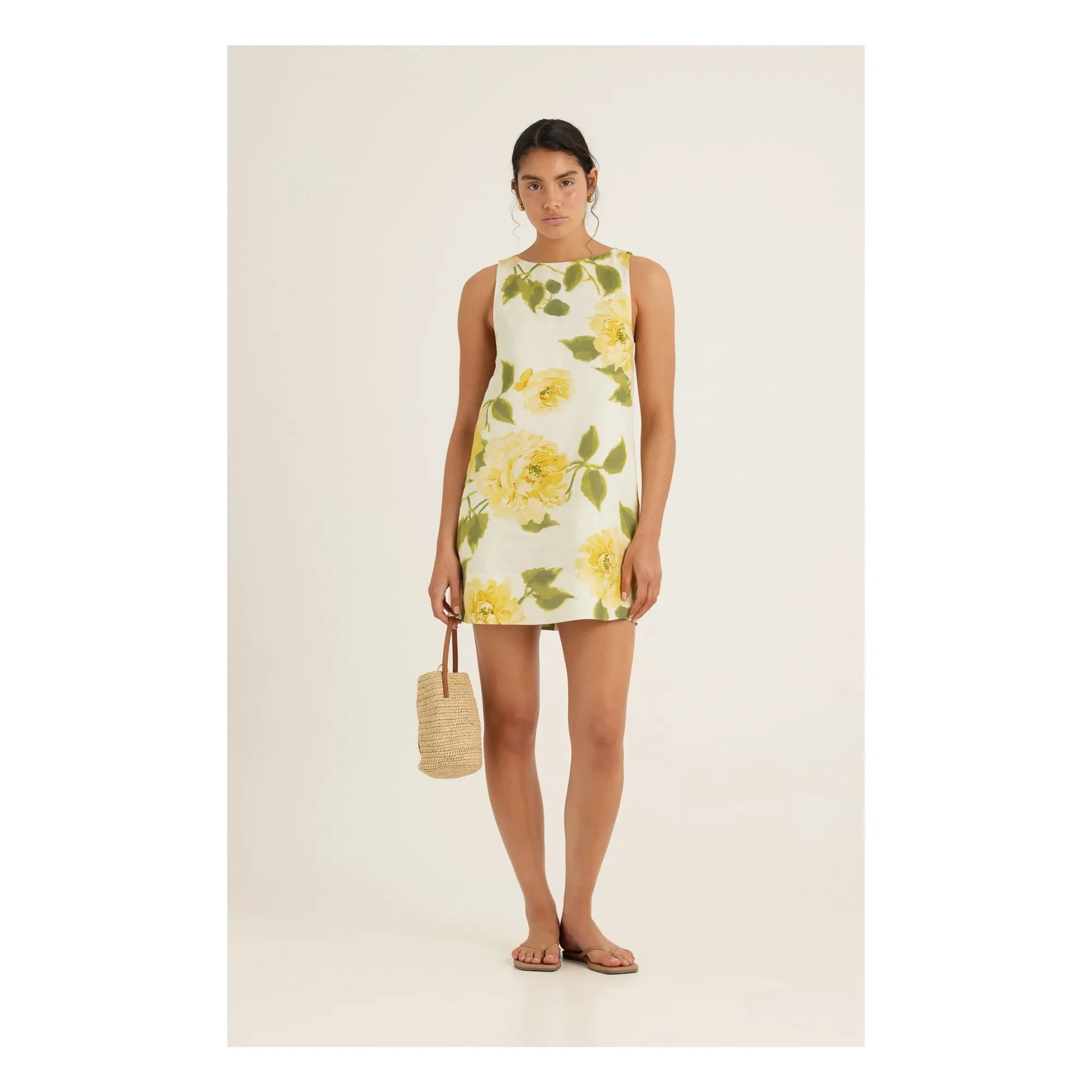 Peony - Linen Shift Dress | Yellow