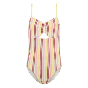 Beachlife - Striped Wrap Swimsuit | Pale Yellow