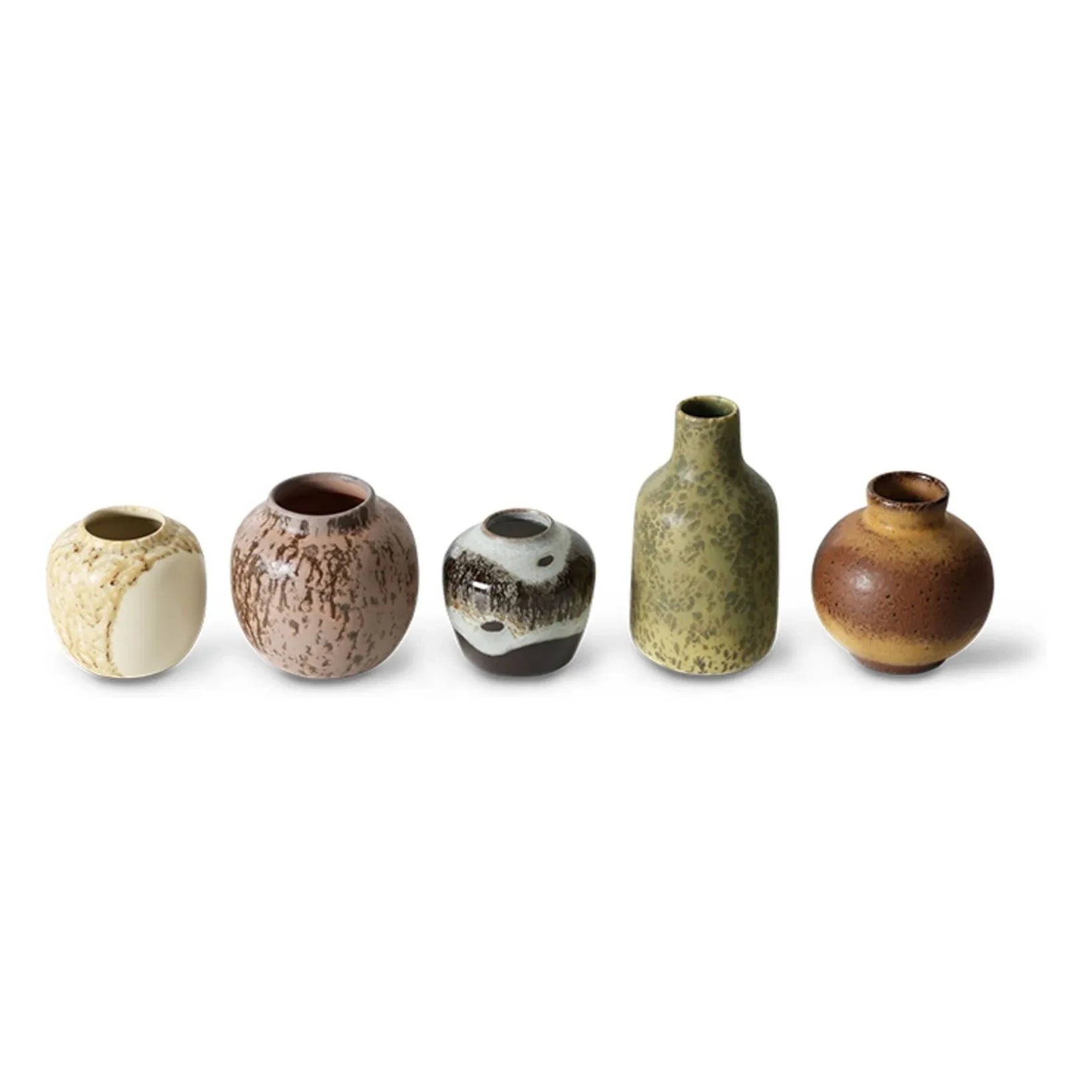 HKliving - Set of 5 Ceramic Vases | Multicolored