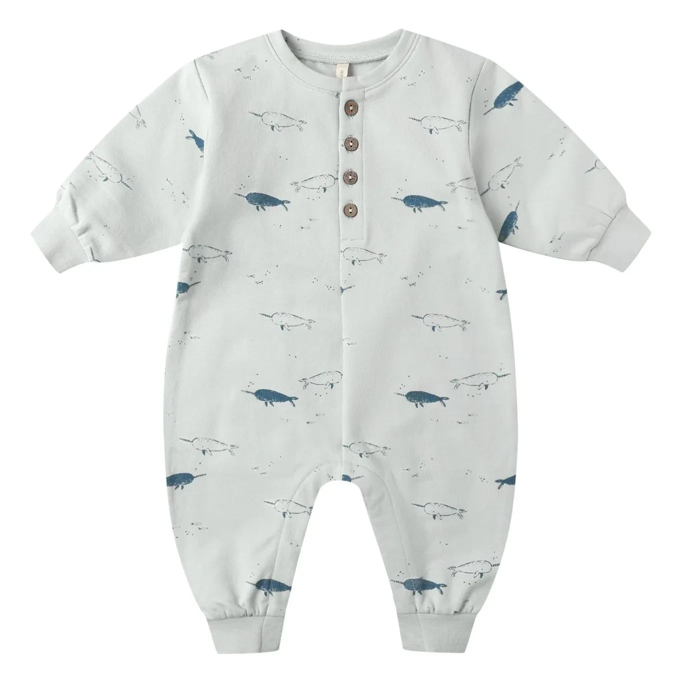 Quincy Mae - Narwhals Organic Cotton Romper | Light Blue