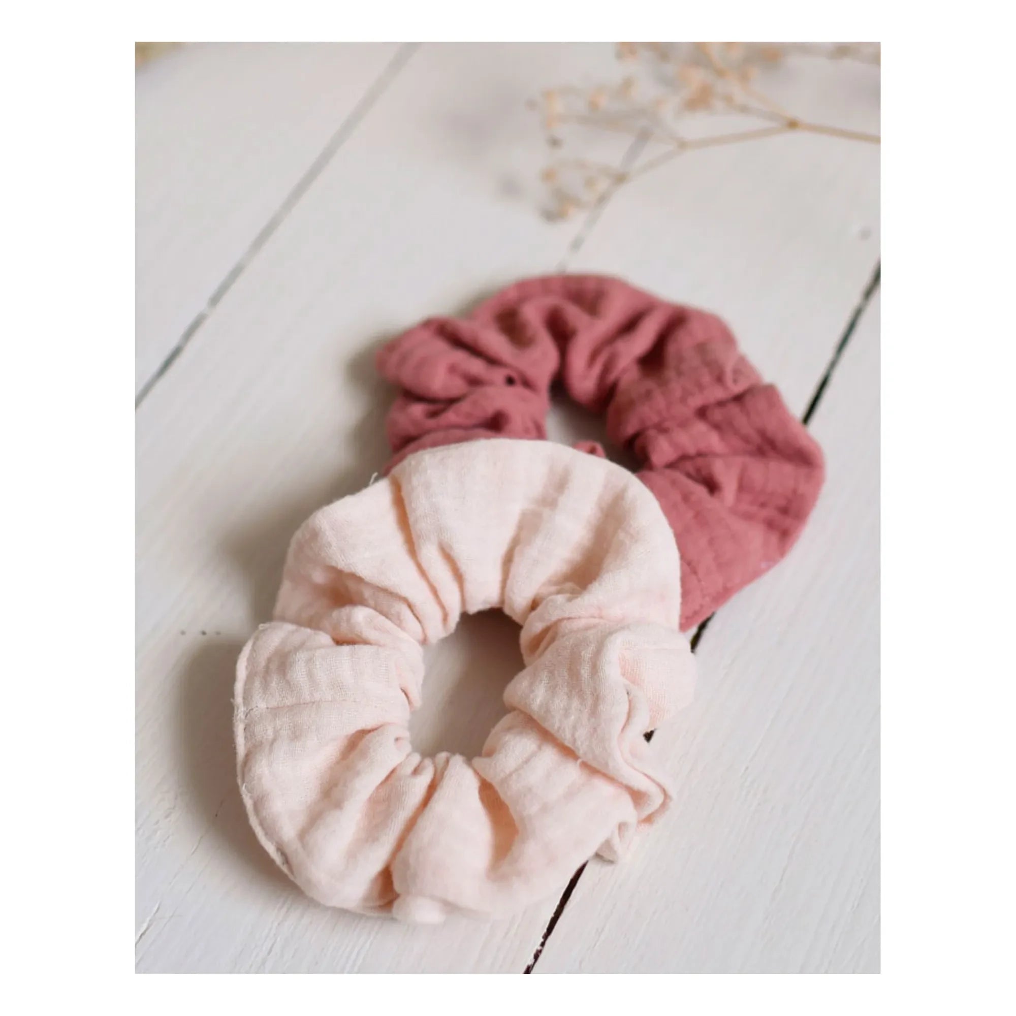 Bachca - Cotton Muslin Scrunchie - Set of 2 | Pink