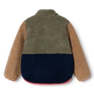 Liewood - Nolan Color-Block Sherpa-Style Jacket Made from Recycled Fibers | Khaki