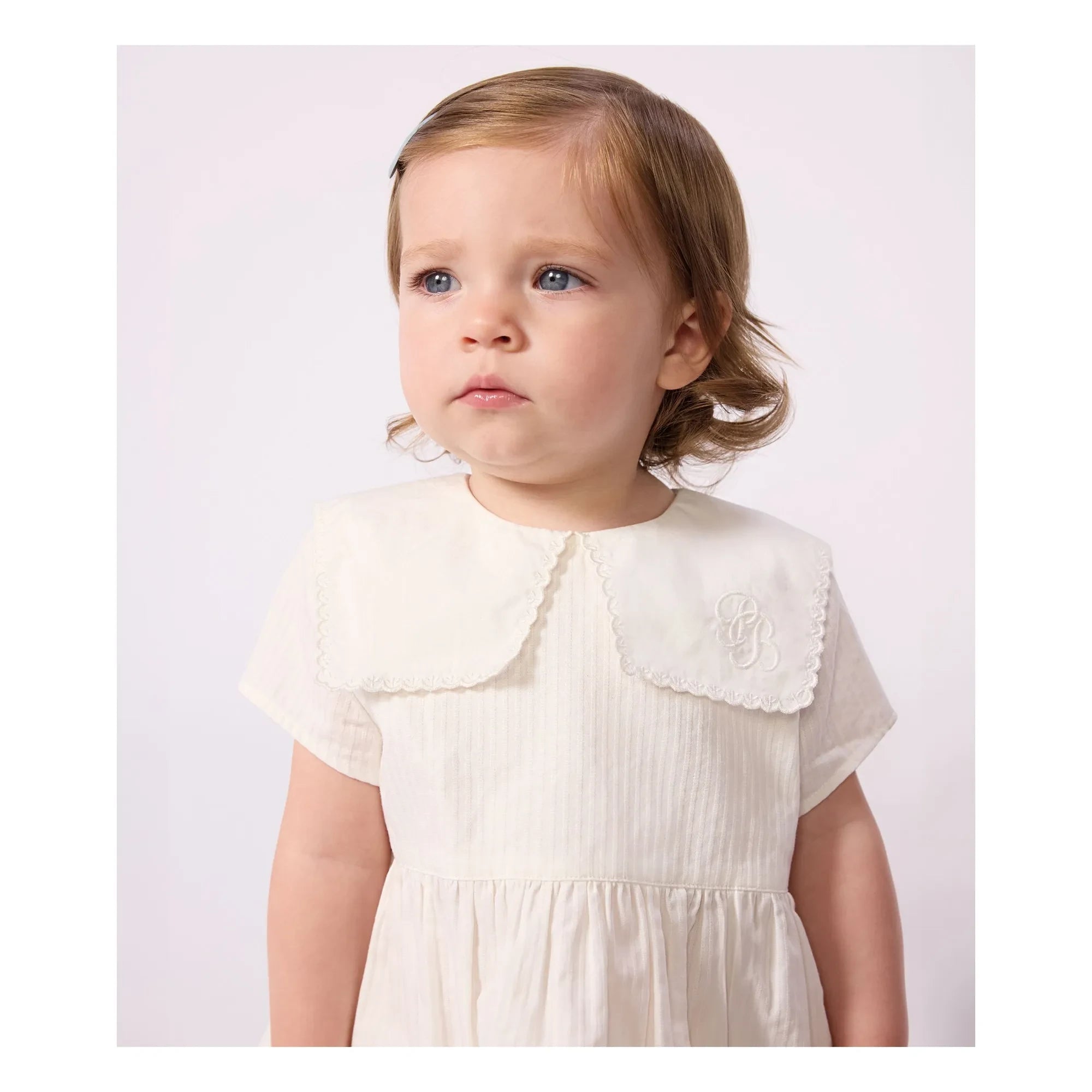 Petit Bateau - Linen and Organic Cotton Sailor Collar Dress and Bloomer Set | White