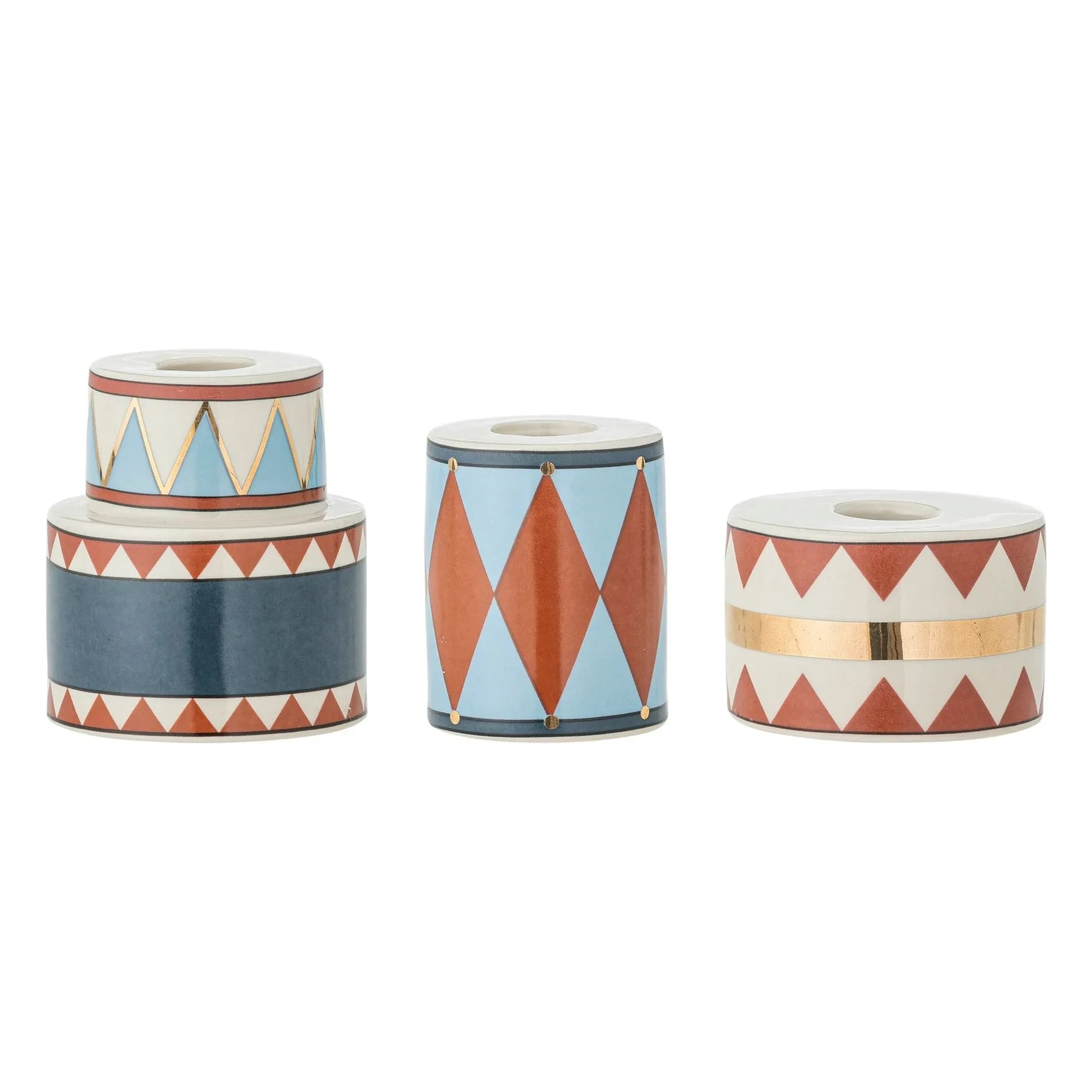 Bloomingville - Stoneware Bitja Candle Holders - Set of 3 | Multicolor