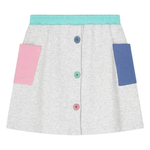 Cos I Said So - Color Blocked Organic Cotton Cargo Skirt | Gray mélange
