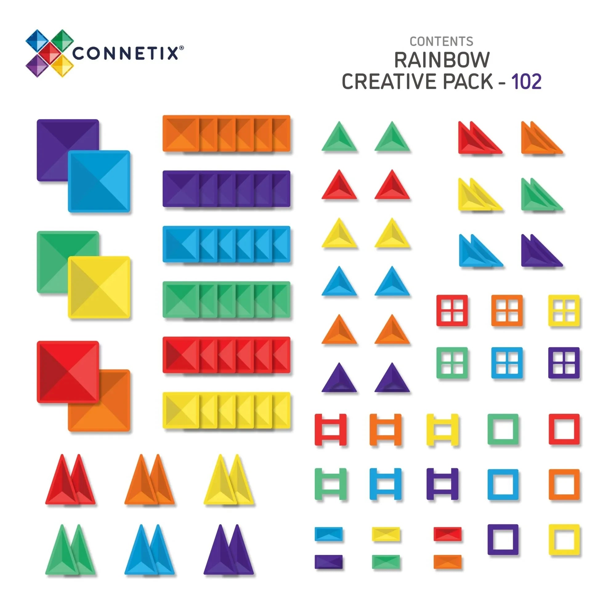 Connetix - Creative Pack - 102 Pieces | Rainbow