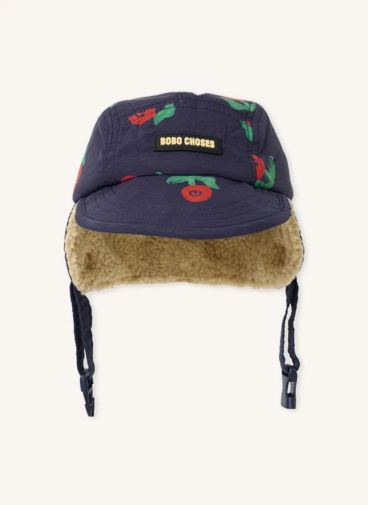 Bobo Choses - Flowered Sherpa Hat Recycled Fibers | Navy