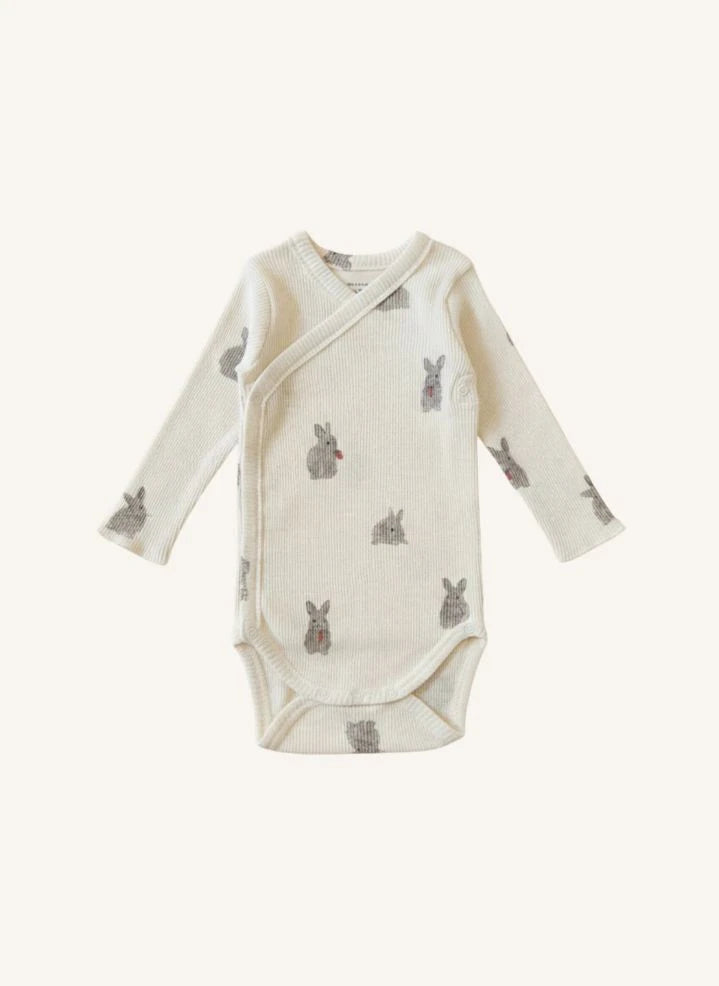 Studio Bohème - Hoho Rabbits Organic Cotton Bodysuit | Ecru