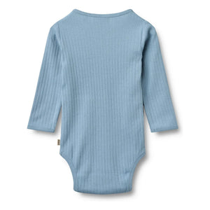Wheat - Berti Organic Cotton Ribbed Bodysuit | Light Blue