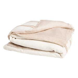 Gabrielle Paris - Striped Washed Linen Double-Sided Duvet Cover | Brown