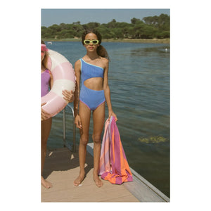 My First Cantê - Hand Ribbed Asymmetrical Swimsuit | Light Blue