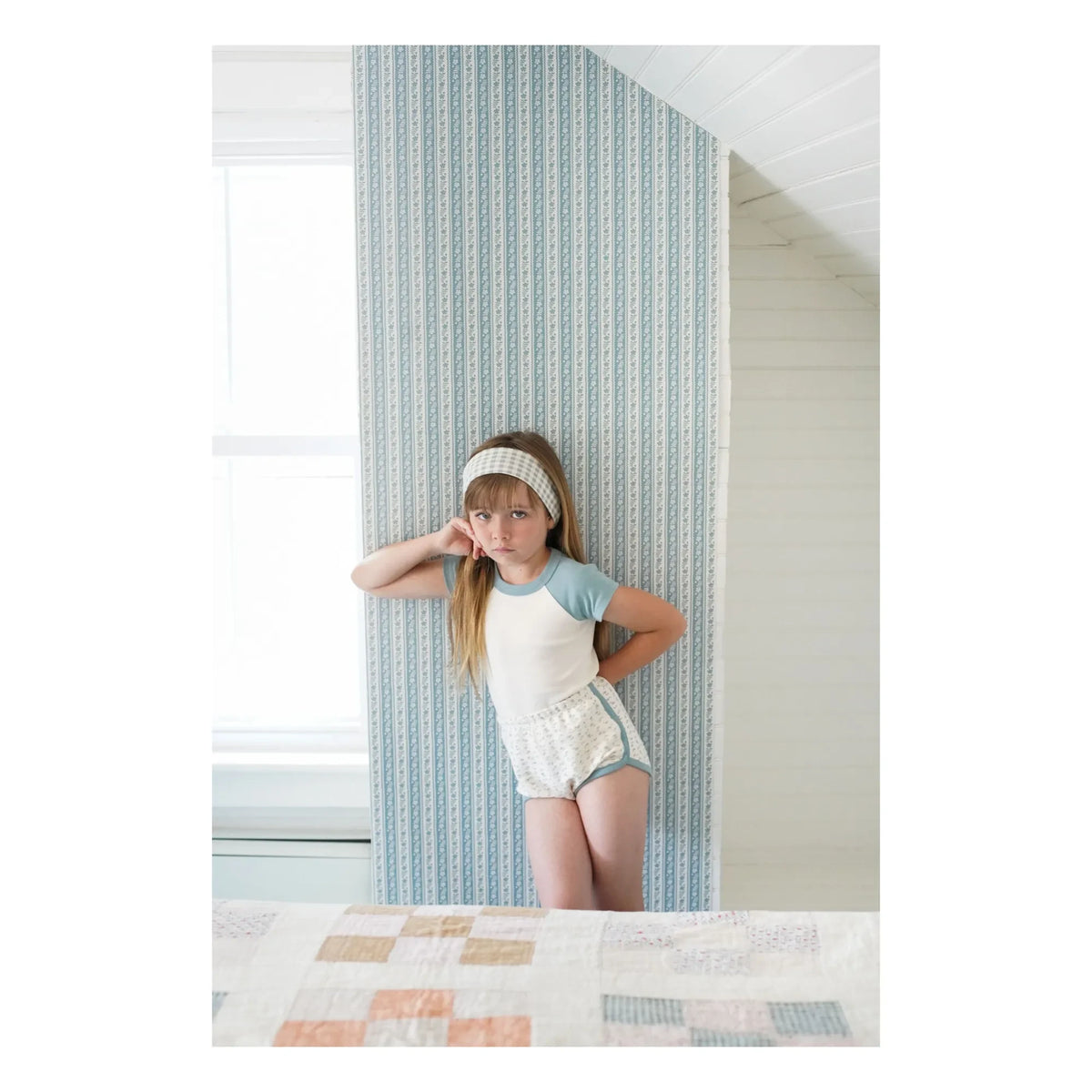 Soor Ploom - Two-Tone Organic Cotton Softball T-Shirt | Ice Blue