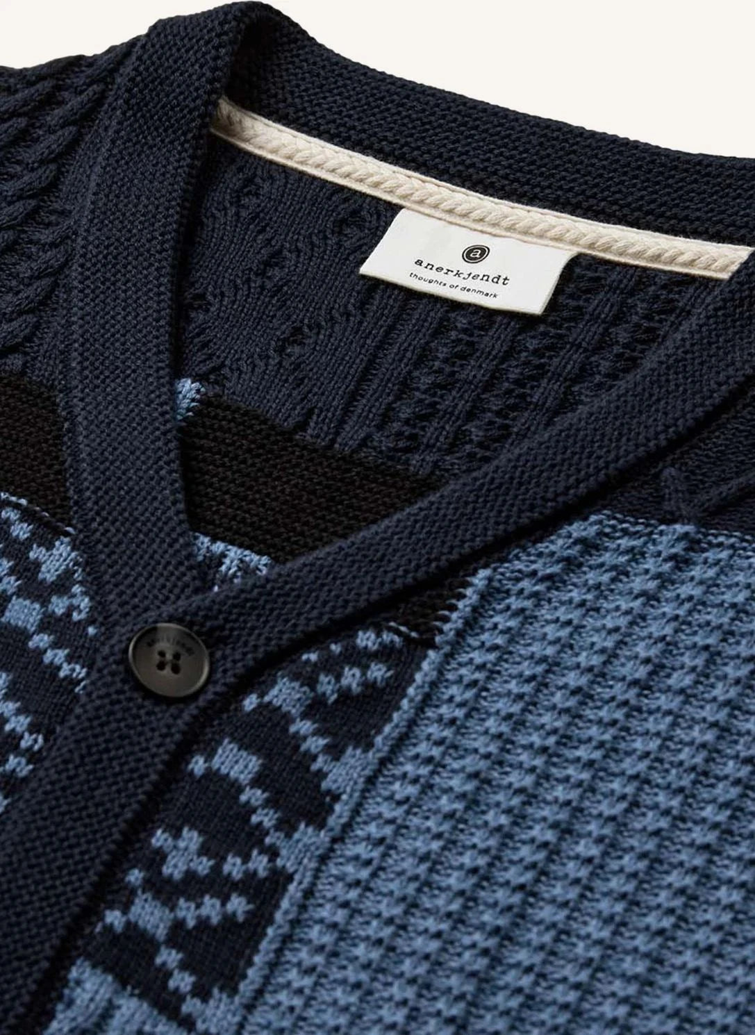Anerkjendt - Aksvend Patchwork Recycled Polyester Cardigan | Navy