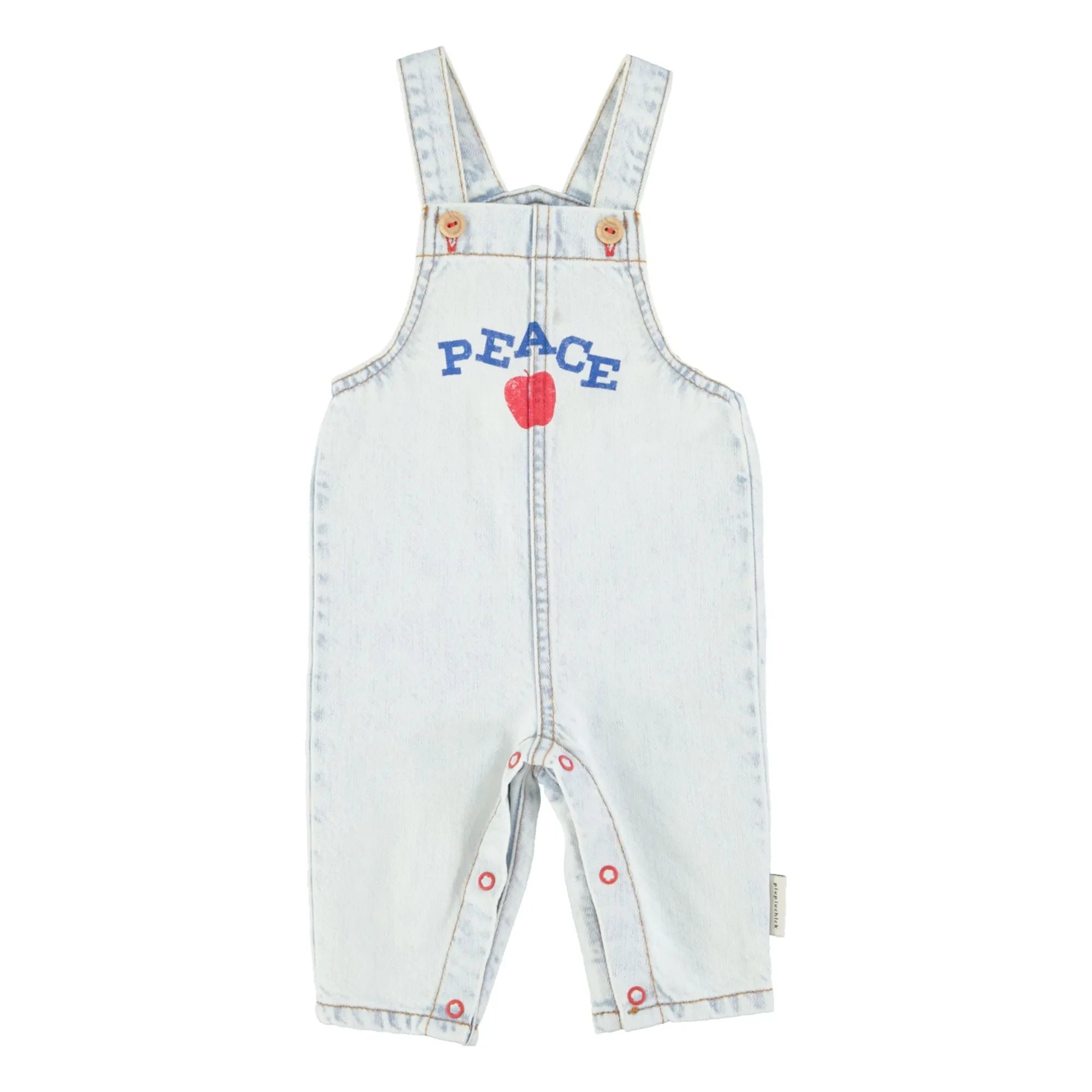 Piupiuchick - Peace Baby Denim Overalls | Washed Blue