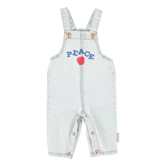 Piupiuchick - Peace Baby Denim Overalls | Washed Blue