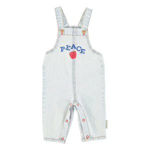 Piupiuchick - Peace Baby Denim Overalls | Washed Blue