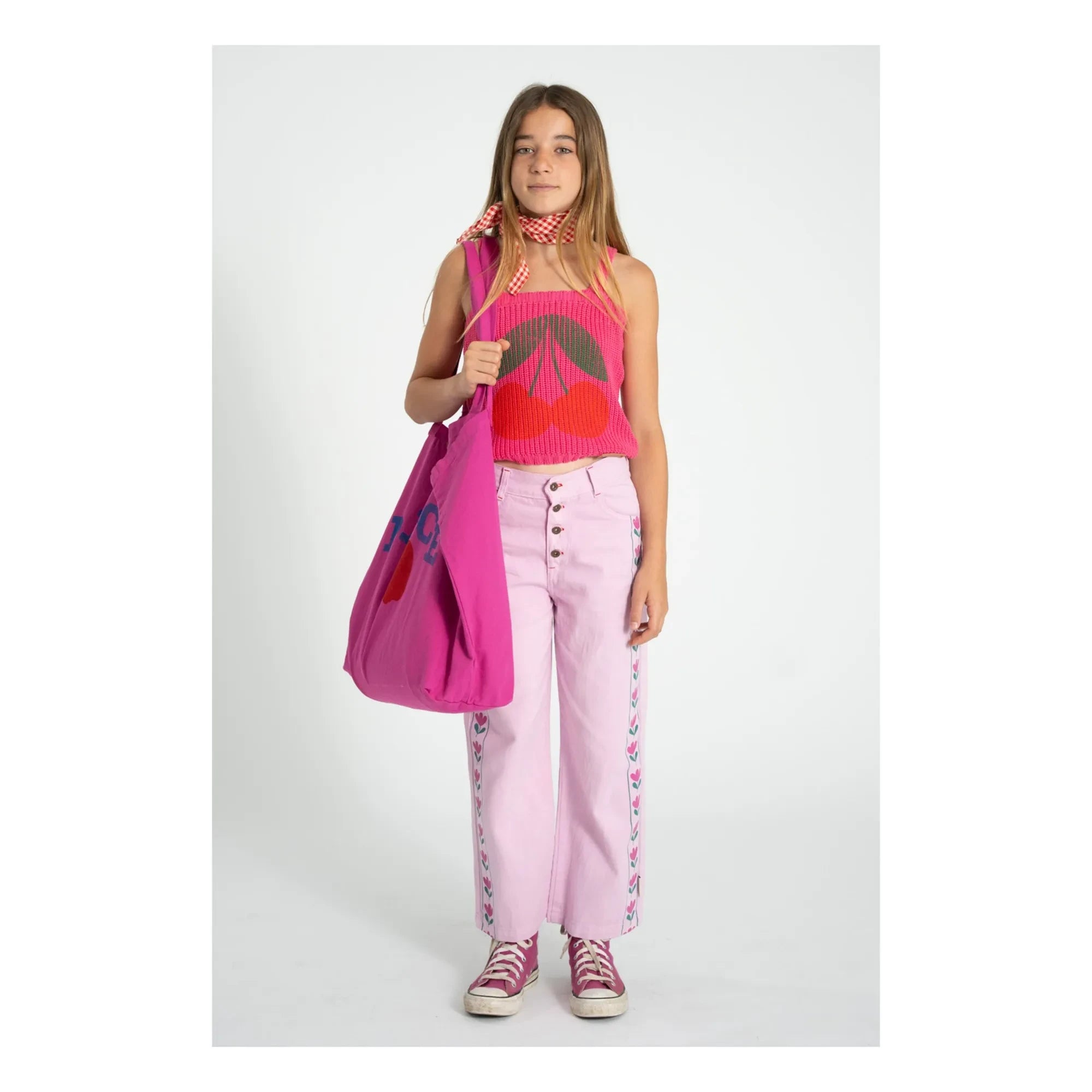 Piupiuchick - Flare Floral Twill Pants | Pink