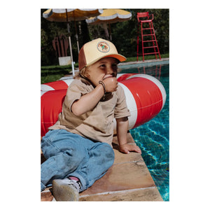 Hello Hossy - Trucker Rolling Pony Organic Cotton Cap with Curved Brim | Beige