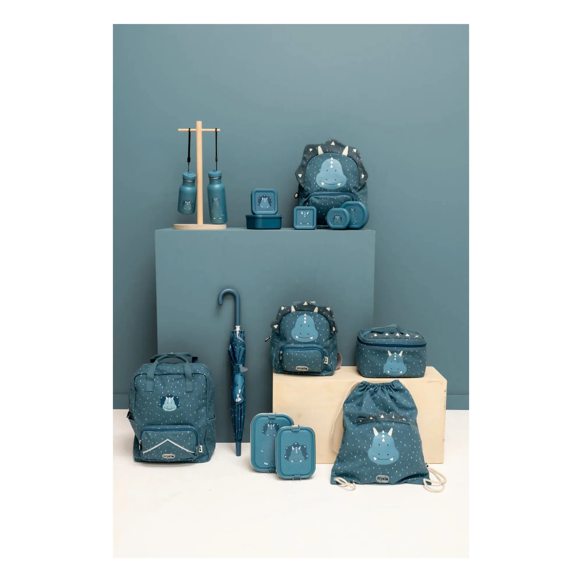 Trixie - Mr. Triceratops Backpack | Gray Blue