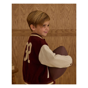 Rylee + Cru - Velvet Varsity Bomber Jacket | Burgundy