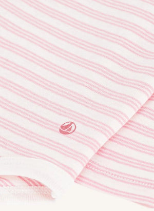 Petit Bateau - Organik pamuklu çizgili balıkçı yaka body | Pembe