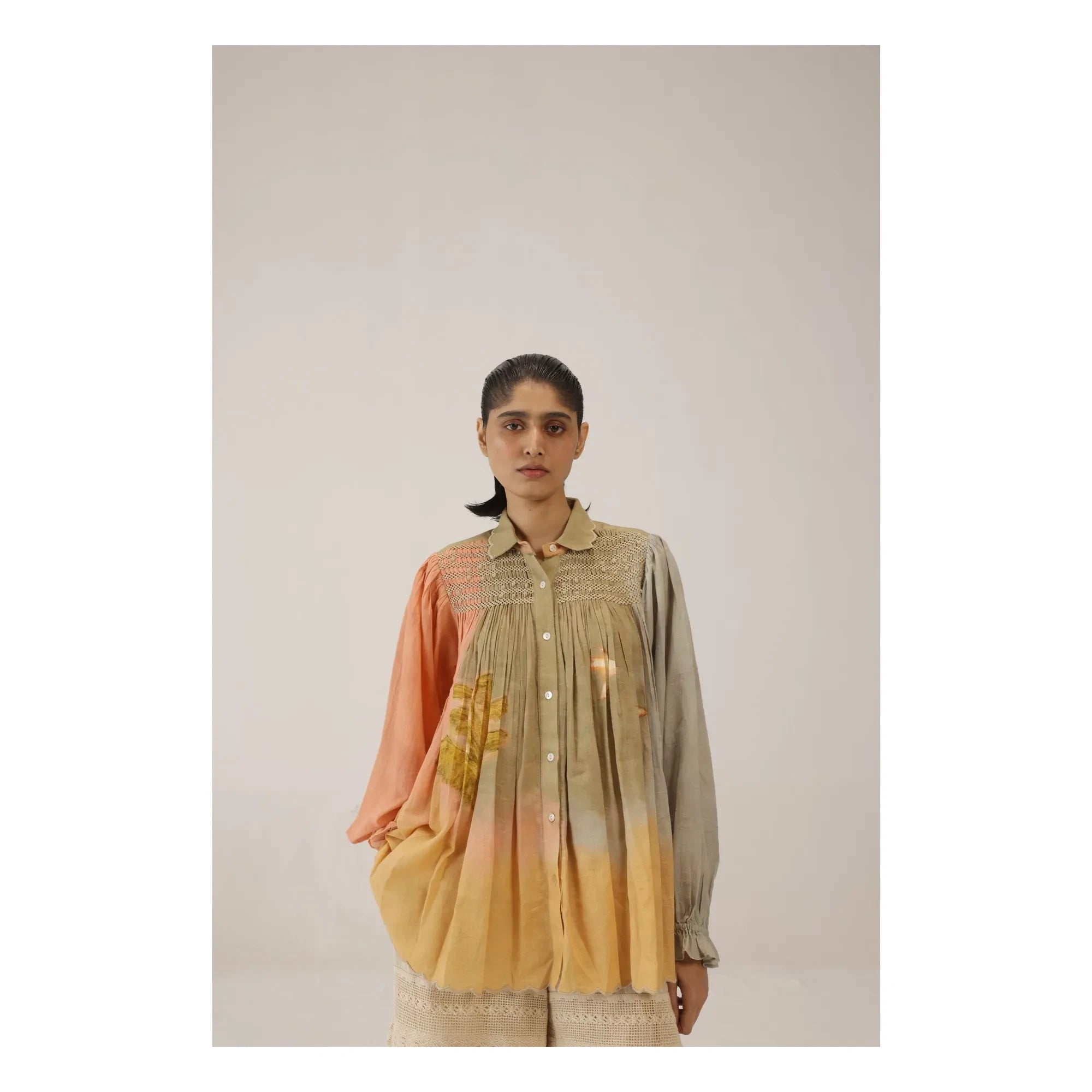 CORD - Judy Cotton Silk Blouse | Khaki