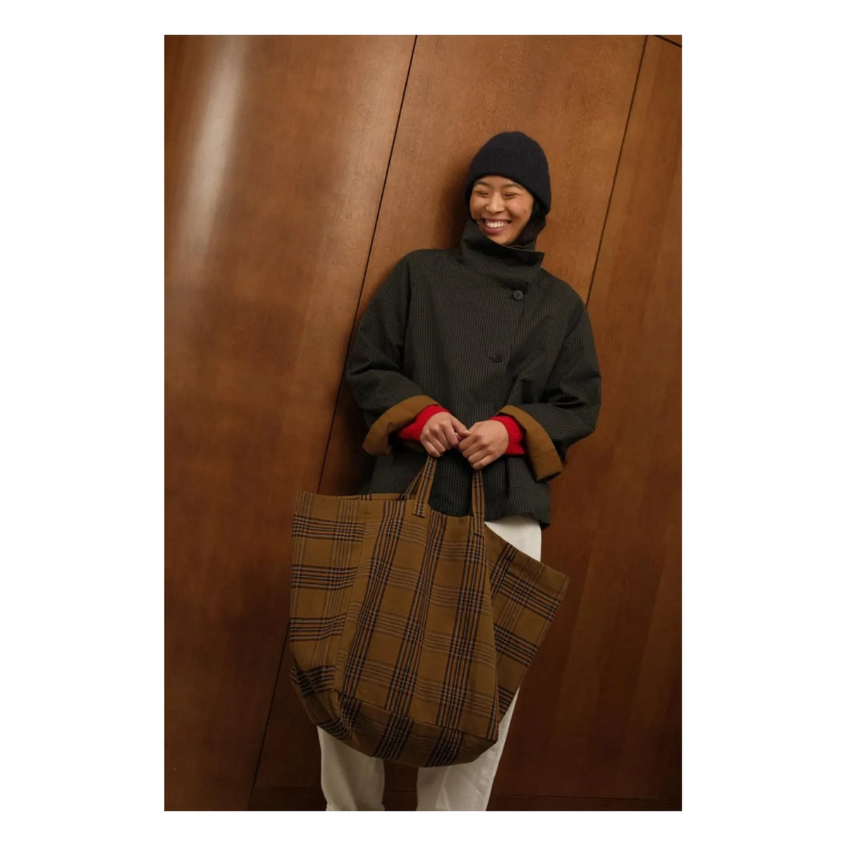 Rose in April - Elisa Tartan tote bag | Brown