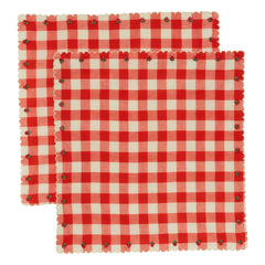 Emile et Ida - Embroidered napkin | Red