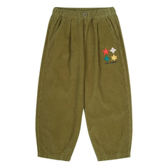 Jelly Mallow - Velvet Star-Patterned Pants | Olive