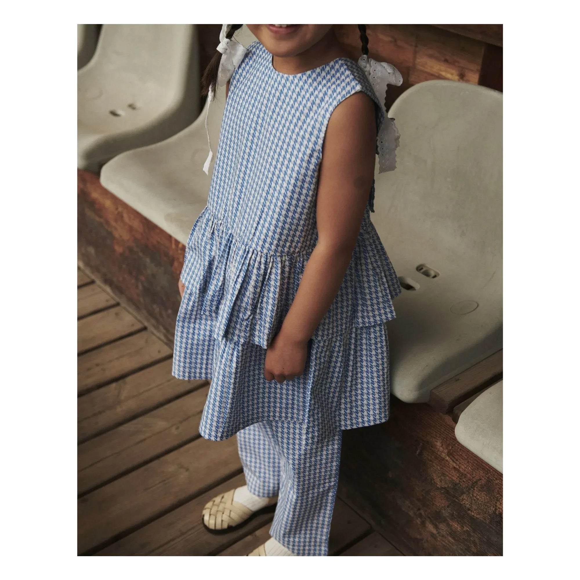 Copenhagen Colors - Pied de Poule organic cotton trousers | Blue