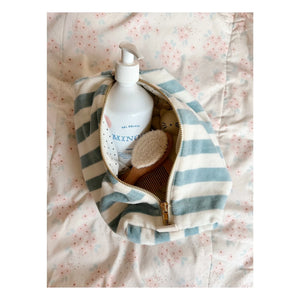 Rose in April - Vic Striped Towel Fabric Toiletry Bag | Light Blue