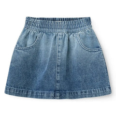 Copenhagen Colors - Organic Cotton Denim Block-Print Skirt | Blue