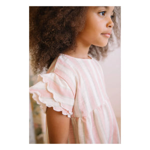 Studio Bohème - Striped Cousin Dress Organic Cotton Gauze | Pink