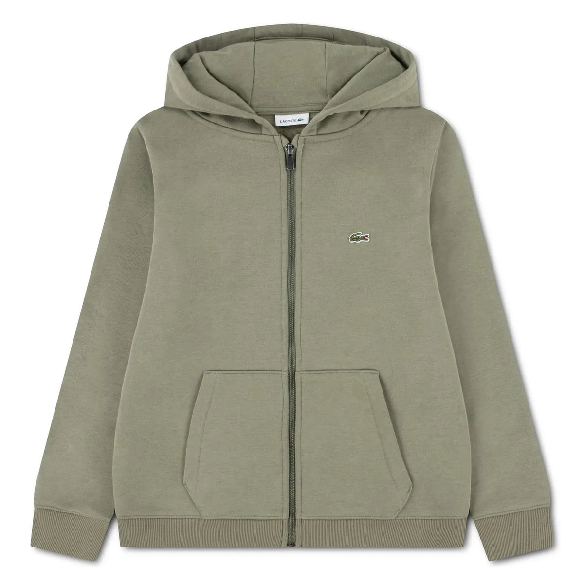 Lacoste - Logo Detaylı Fermuarlı Kapüşonlu Sweatshirt | Haki