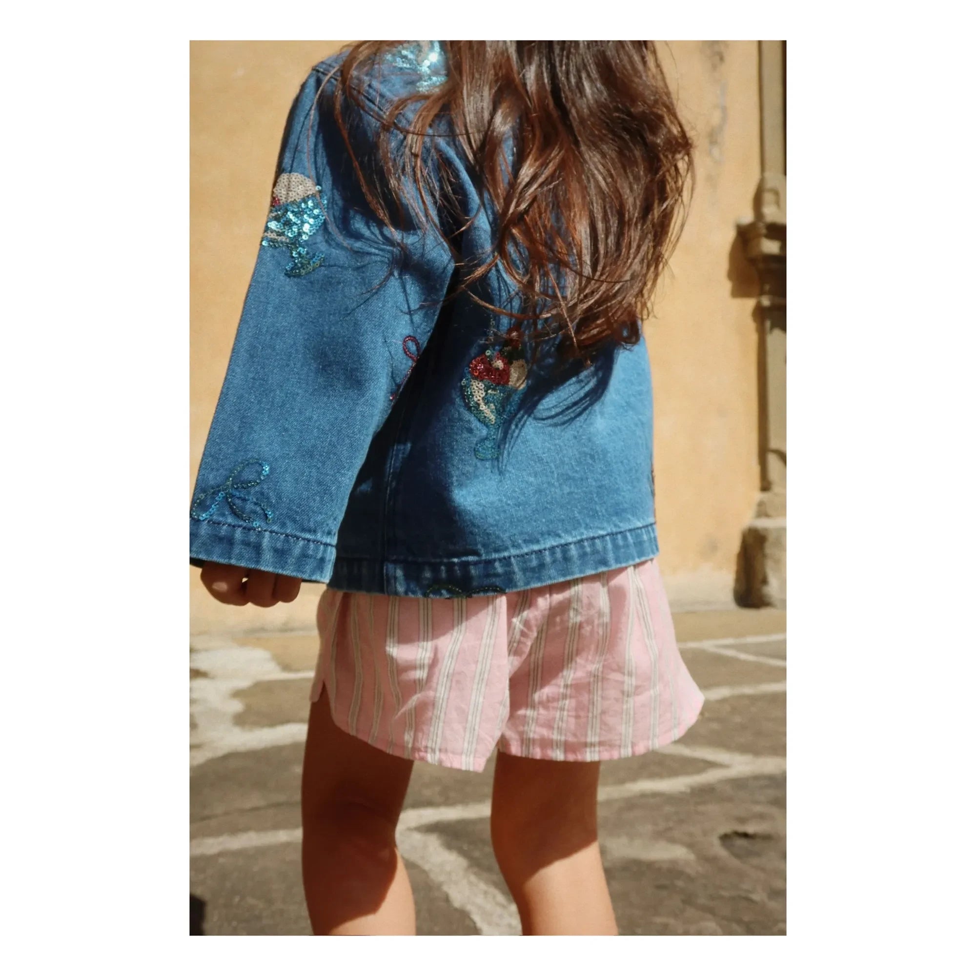 Konges Sløjd - Denim Sequin Ice Cream Motif Organic Cotton Jacket | Blue