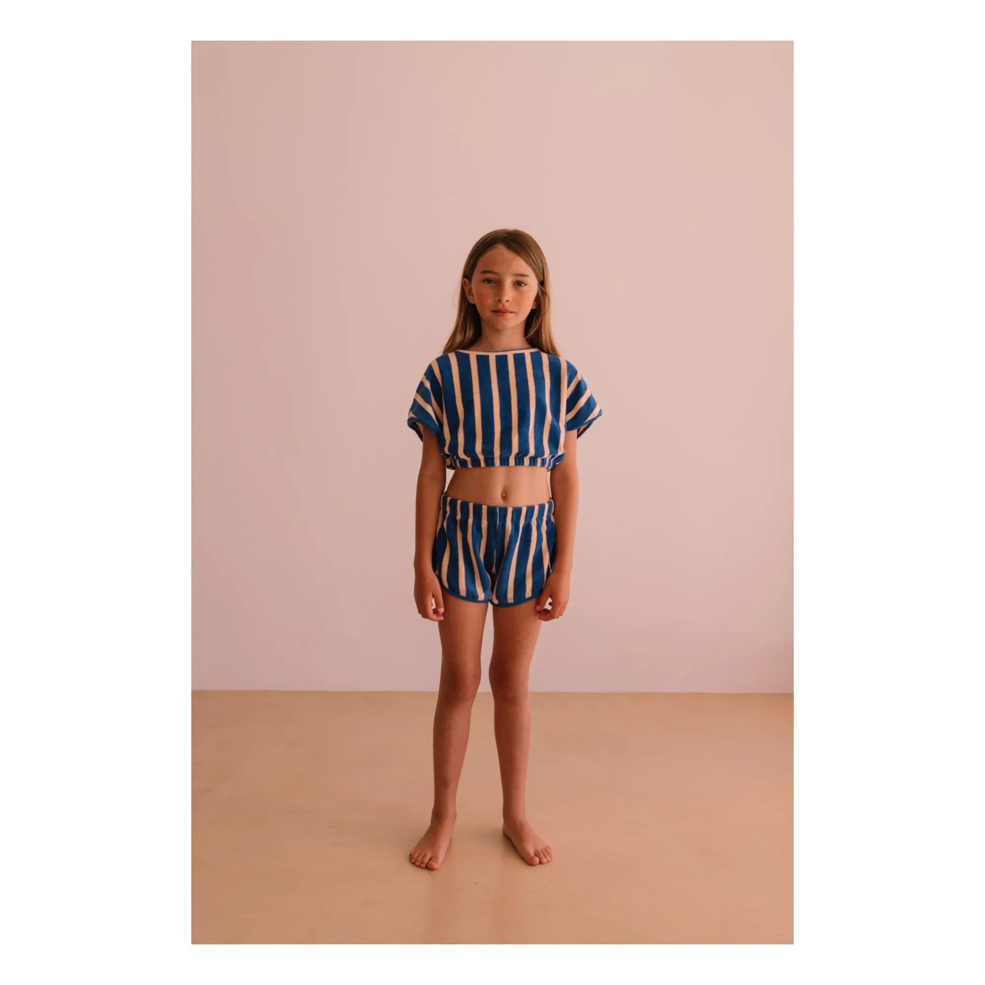 We Are Kids - Juju Striped Organic Cotton Terry Shorts | Blue