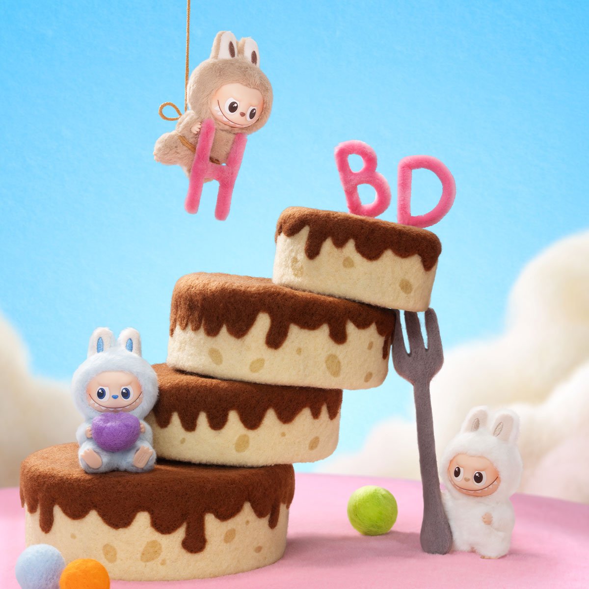 Pop Mart - Original The Monsters Pin For Love Plush Keychain A-M