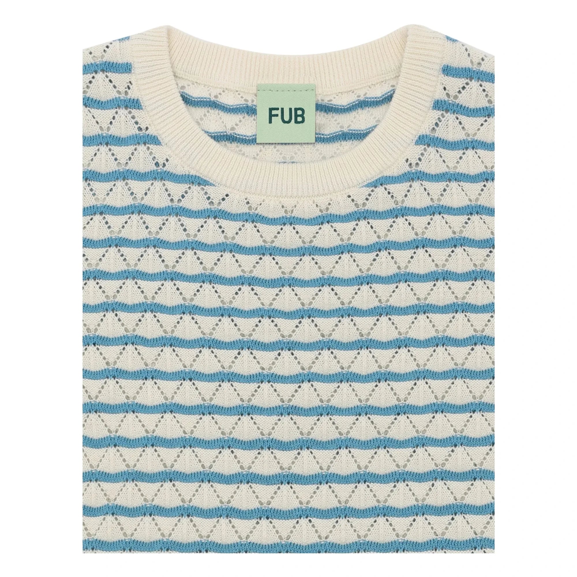 FUB - Pointelle Organic Cotton Fine Knit T-Shirt | Azure Blue