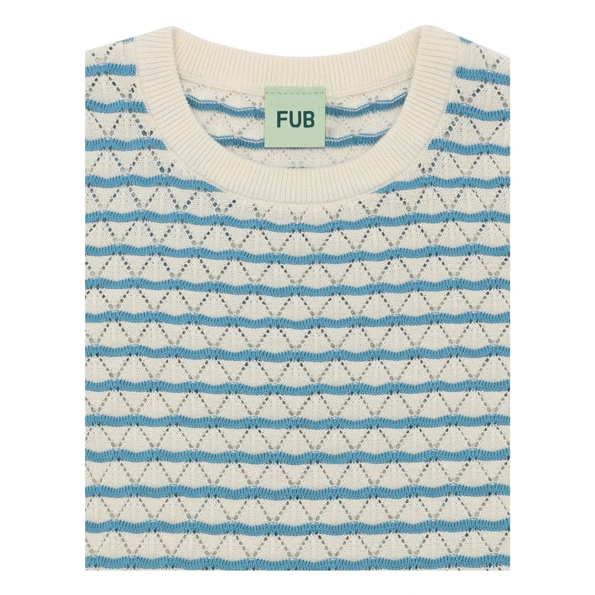FUB - Pointelle Organic Cotton Fine Knit T-Shirt | Azure Blue