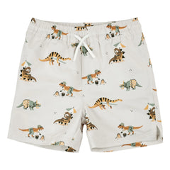 Petit Lem - Dinosaur Recycled Fiber Swimsuit Shorts | Beige