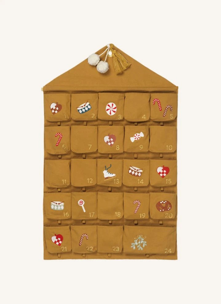 Fabelab - Embroidered Cotton Advent Calendar | Mustard