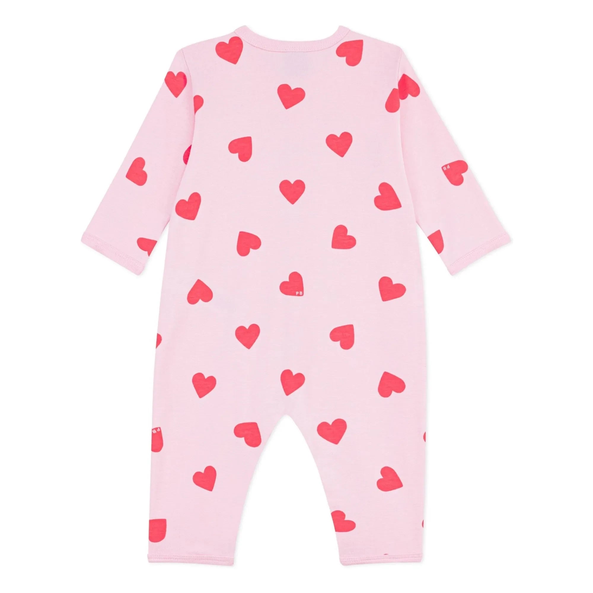 Petit Bateau - Heart Patterned Socksless Pajamas | Pink