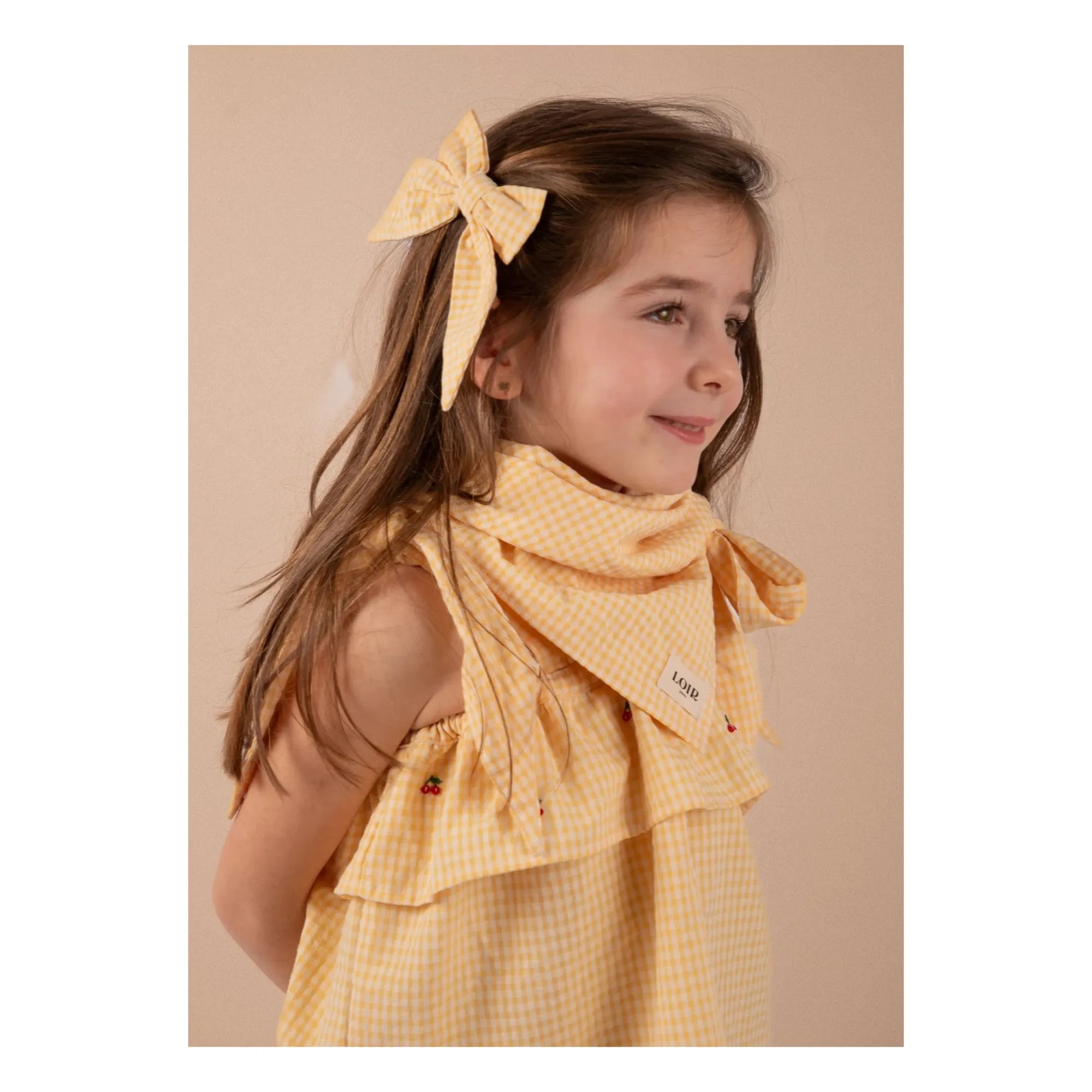 Loir - Carlotta Organic Cotton Gingham Bow Hair Tie | Yellow