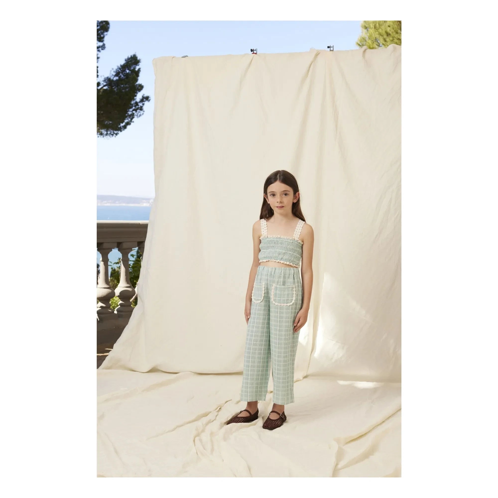 Bebe Organic - Mia Carreaux Pocket Trousers with Braces | Blue Green