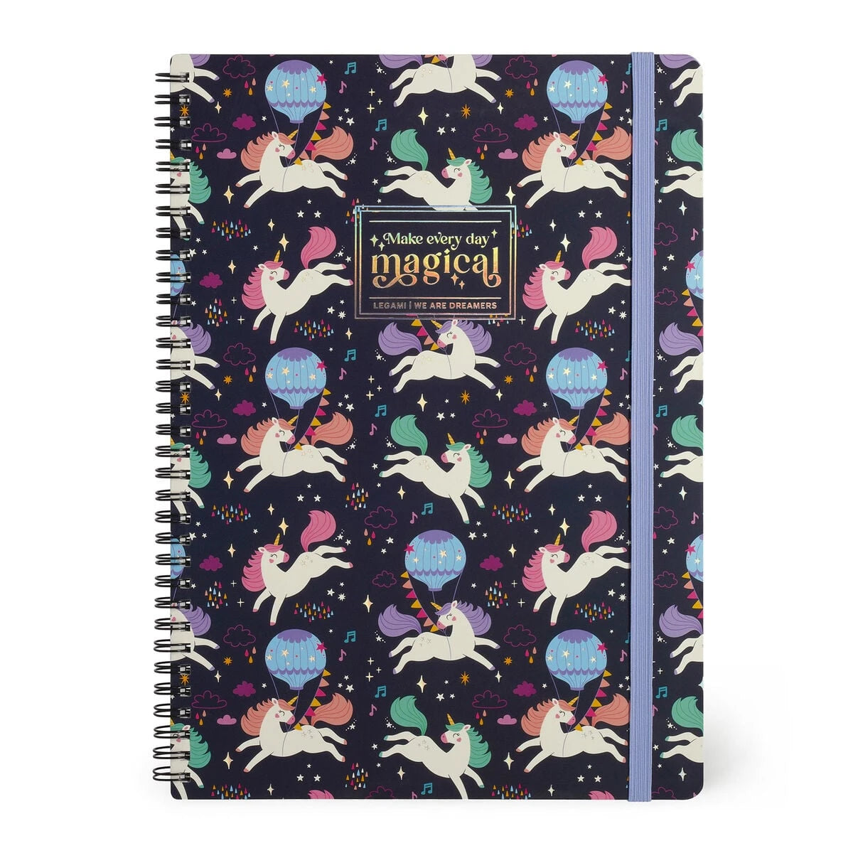Legami - A4 Lined Defter ile Illustrated Hard Kılıf - Tek Boynuzlu At - Spiral-Bound